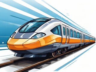 Naklejka premium an AI Image Generator, Modern High-Speed Train on Railway Tracks w