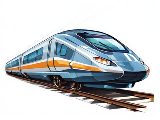 Fototapeta premium an AI Image Generator, Modern High-Speed Train on Railway Tracks w
