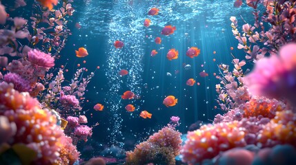 50. A surreal dreamlike underwater fantasy background with floating particles