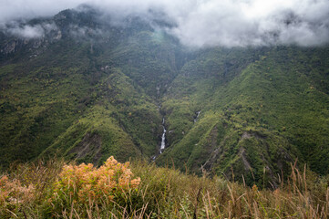 Naklejka premium Beautiful landscape of the nature in Langtang valley, Nepal. The beautiful Langtang Valley was the third of the great trekking areas of Nepal.