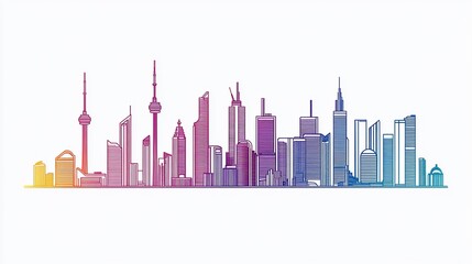 Obraz premium Colorful Skyline Illustration: Toronto, Canada's Urban Landscape Vector Art