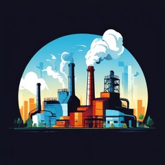 Obraz premium an AI Image Generator, Industrial Factory Illustration Featuring Chimney St