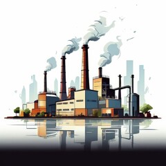 Obraz premium an AI Image Generator, Industrial Factory Illustration Featuring Chimney St