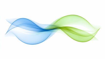 Abstract flowing blue and green waves on white background. Perfect for design projects needing a modern, elegant touch.