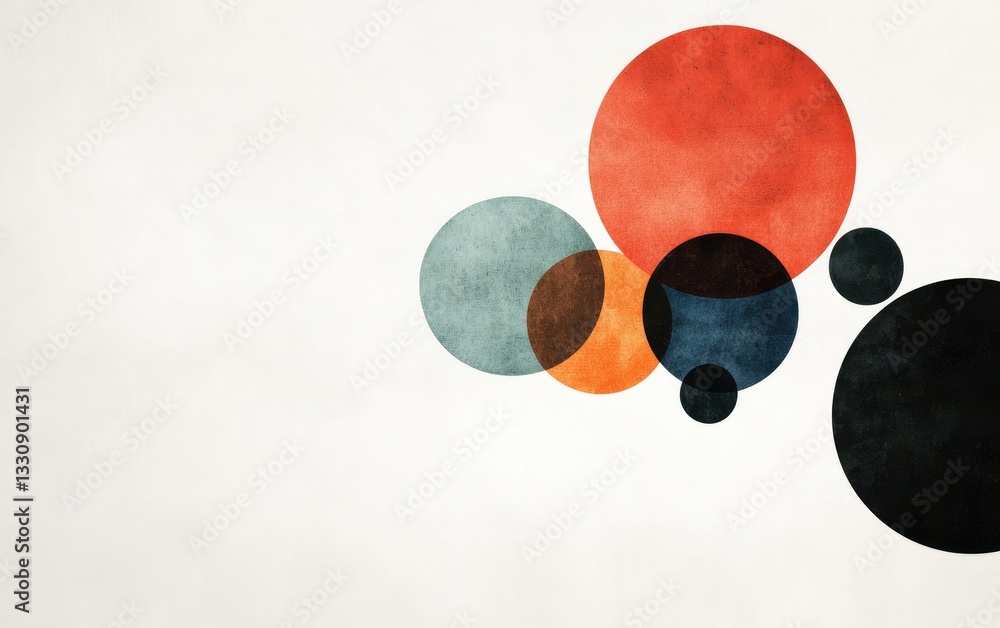 Poster abstract overlapping textured circles on light background
