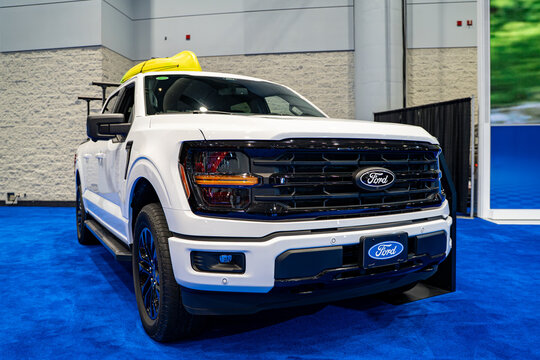 2024 Ford F-150 XLT automobile at the 2025 Canadian International AutoShow. Toronto, Canada - February 18, 2025.
