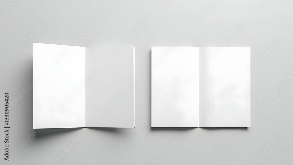Poster simple and clean mockup of two open leaflets with empty space