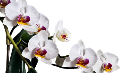Obraz premium Exotic White Orchid Flowers PNG – Transparent Botanical Decoration for Design Projects
