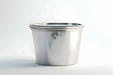 Elegant silver container isolated against a minimalist white background