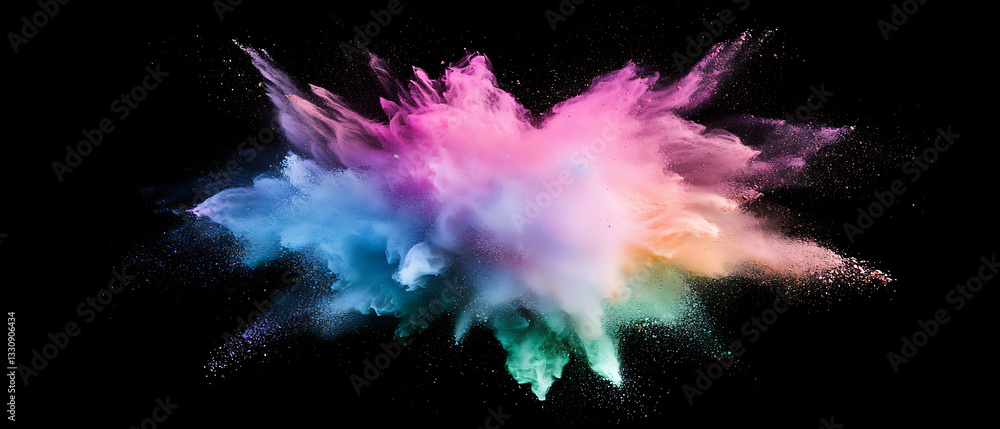 Poster vibrant powder explosion abstract art digital creation isolated background dynamic perspective color