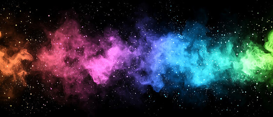 Naklejka premium Cosmic nebula formation outer space digital artwork colorful environment wide view galactic concept