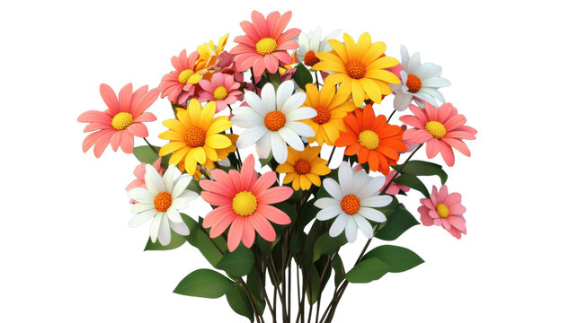 Colorful bouquet of daisies with transparent background for easy integration - Powered by Adobe