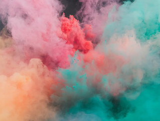 Fototapeta premium Colorful smoke explosion urban setting abstract photography dramatic environment eye-level view artistic concept