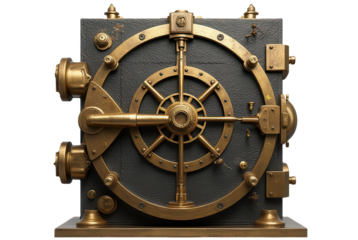 Vintage Brass Bank Vault Door with Intricate Design and Texture