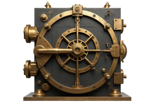 Vintage Brass Bank Vault Door with Intricate Design and Texture