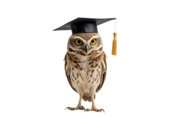 Graduation Owl in Cap and Gown Symbolizing Learning and Achievement