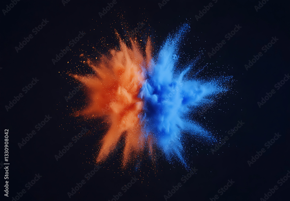Poster dynamic color explosion art studio visual content dark background aerial view creative concept