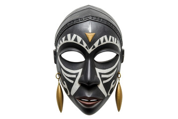 Traditional African Mask with Intricate Designs and Adornments