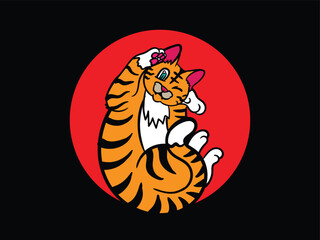 mad cat illustration with japanese style for kaijune event