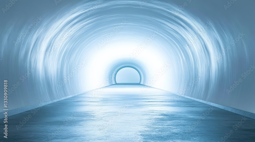 Poster a glowing tunnel of light stretching into infinity, creating a futuristic and sci-fi effect.