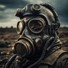A gas mask helmet designed for a nuclear wasteland.
