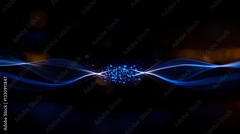 Aufkleber abstract blue data stream ai network security concept