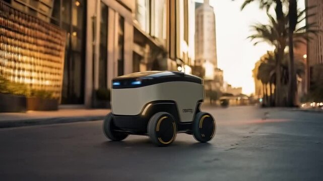 The small cleaning robot glided along the street, its sensors detecting debris and litter as it efficiently swept and collected waste, leaving a trail of cleanliness in its wake while pedestrians watc