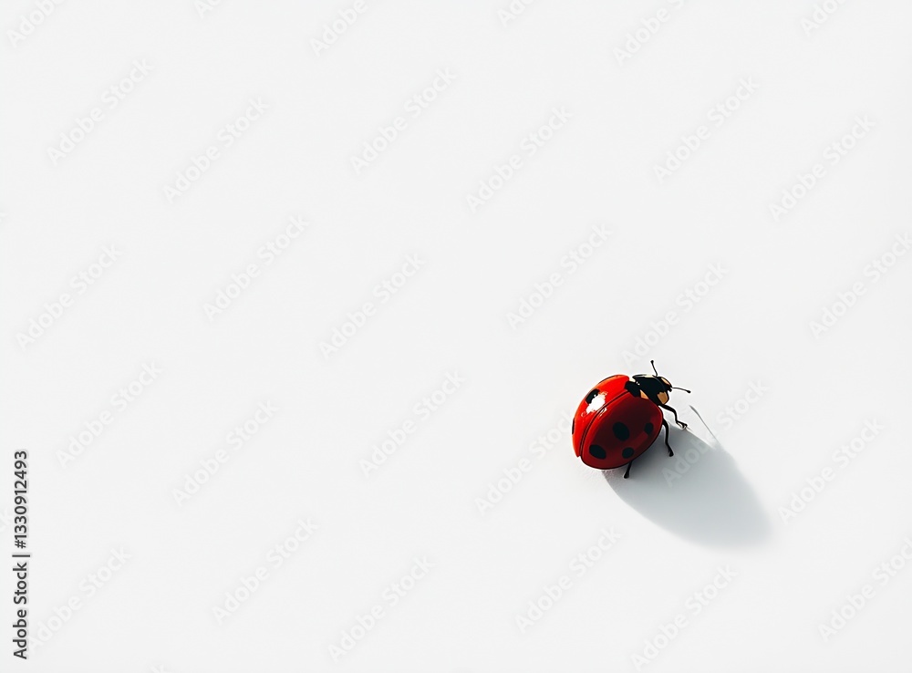 Poster Elegant Ladybug Standing Alone on a Crisp White Background with Soft Shadows : Generative AI