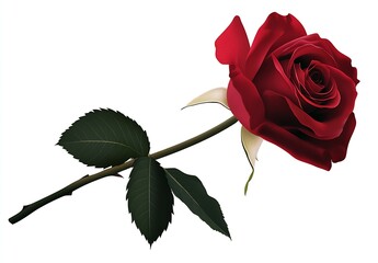 Graceful image of a red rose on a green stem capturing the essence of love and beauty : Generative AI