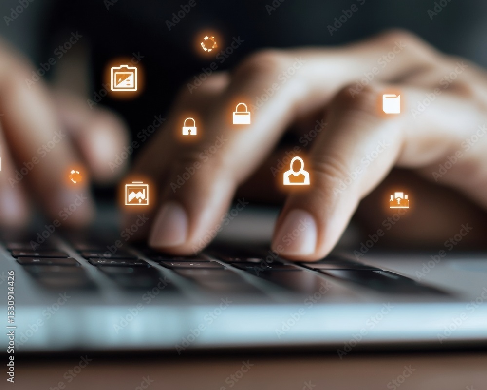 Aufkleber illuminated cybersecurity interactive digital protection visualization for modern professionals - em