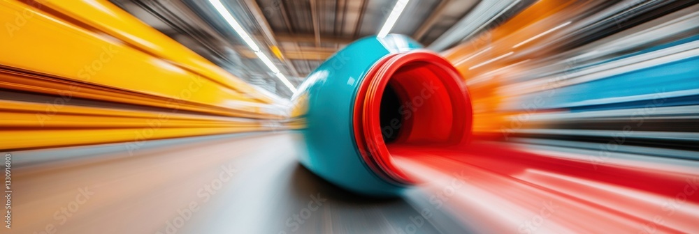 Poster Hyper-Velocity Manufacturing Dynamic AI-Powered Industrial Design Showcasing Next-Gen Production Acceleration with Blurred Motion Efficiency Dynamics