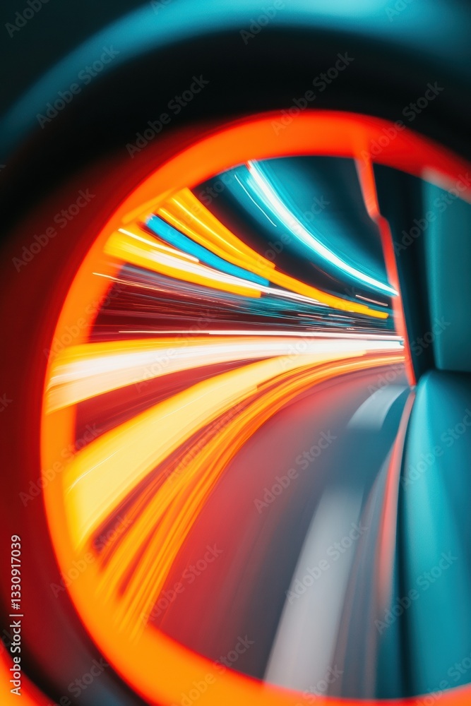 Poster Hyper-Dynamic Motion Blur Immersive Technological Velocity Visualization with Vibrant Chromatic Acceleration for Future Design and Innovation Marketing