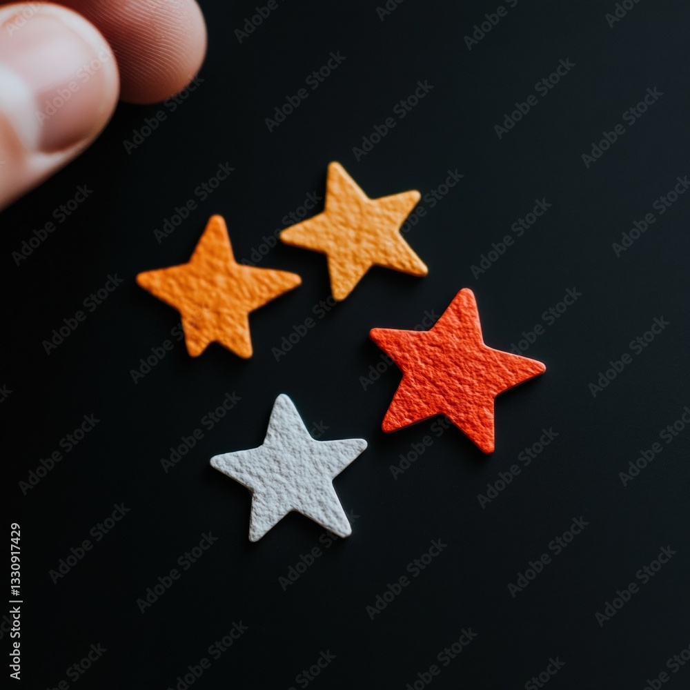 Poster Minimalist UX/CX Rating Dynamics Textured Star Icons Representing Digital Customer Experience Feedback Metrics in Vibrant Monochrome Design