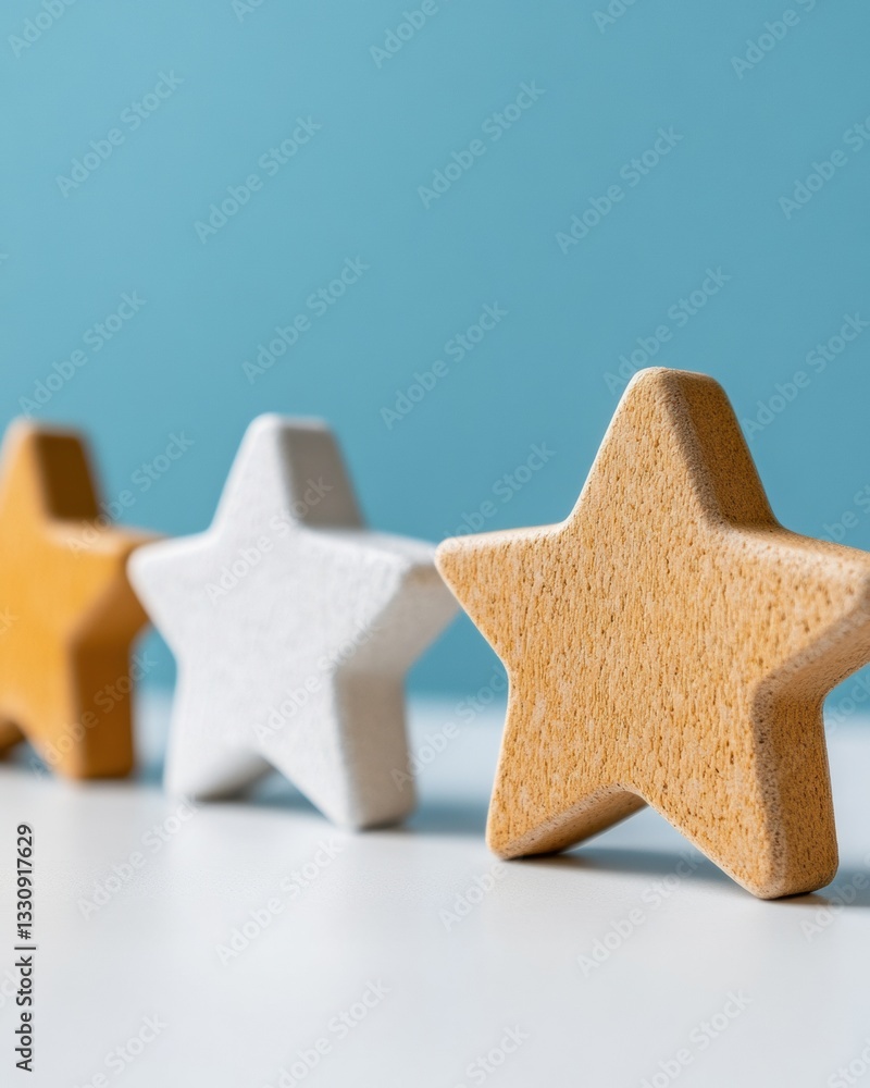 Aufkleber minimalist performance rating concept wooden star symbols showcasing customer feedback design in sof