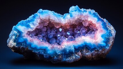 Vibrant geode with colorful crystals displaying natural beauty in earth science study or home decor