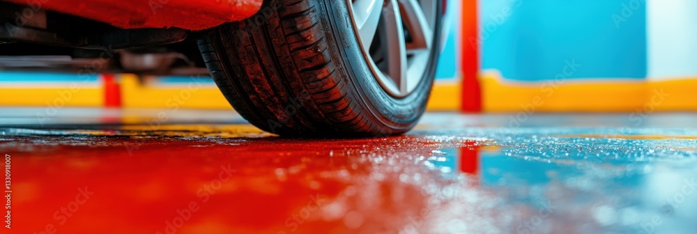 Fototapete cutting-edge safety tech precision emergency braking performance analysis on hyper-realistic test tr