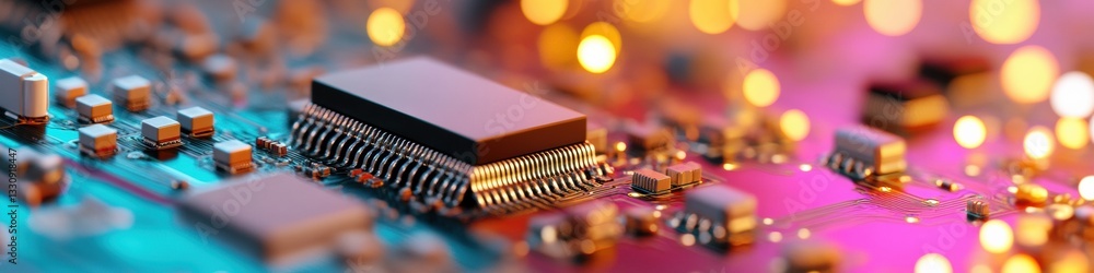 Aufkleber Next-Gen Digital Infrastructure High-Performance Microchip Circuit Board with Quantum-Inspired Design, Illuminating Technological Innovation and Advanced Engineering Potential