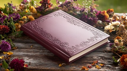 Vintage Floral Notebook  Rustic Table  Dried Flowers  Journaling  Autumnal Still Life Phot