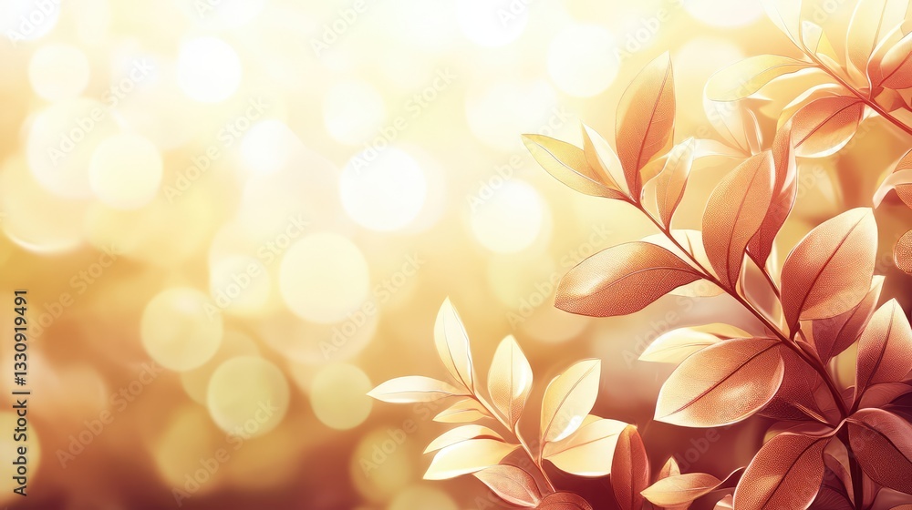 Poster sunlight filtering through autumn leaves, creating a warm golden glow and soft bokeh background. vib