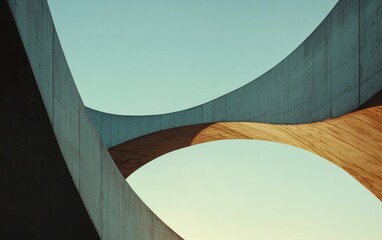 Obraz premium Abstract Concrete Curves Against Blue Sky at Sunset