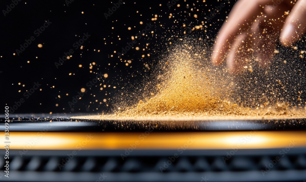 Poster kinetic gold dynamic particle motion visualization - cutting-edge scientific design and innovative d