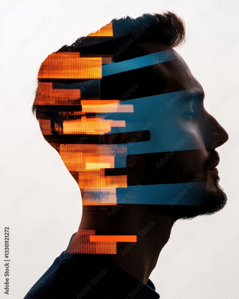 Fototapete Neurotech Fusion Digital Cognition Visualization of Human-AI Convergence, Innovative Computational Consciousness Mapping for Next-Gen Tech Solutions