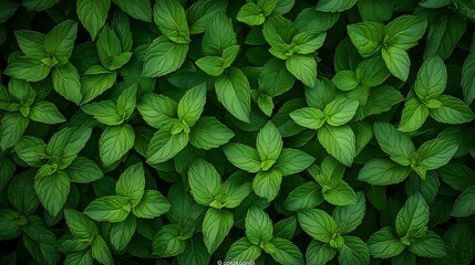 Lush Green Mint Leaves: A Vibrant Close-Up AI Generated