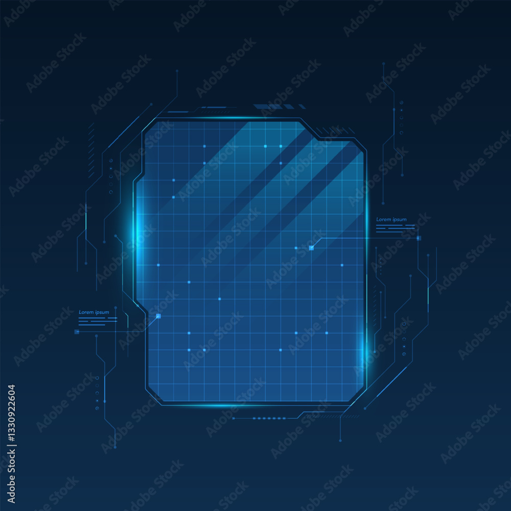 Poster hud elements display virtual reality technology screen. sci-fi info frame template, hi-tech infograp