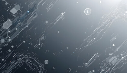 tech-inspired background for a presentation slide, featuring abstract digital patterns, flowing data lines, and network connections.