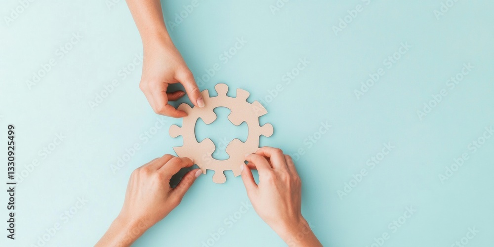 Leinwandbilder collaborative tech harmony minimalist gen z teamwork visualization with puzzle pieces - innovative d