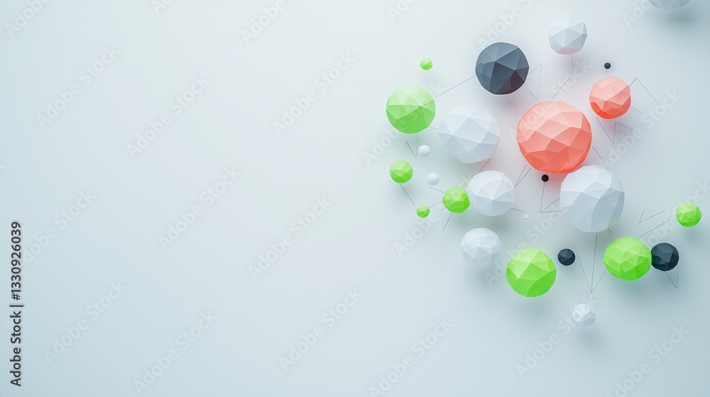 Poster abstract geometric shapes network connection modern minimalist digital ai technolog