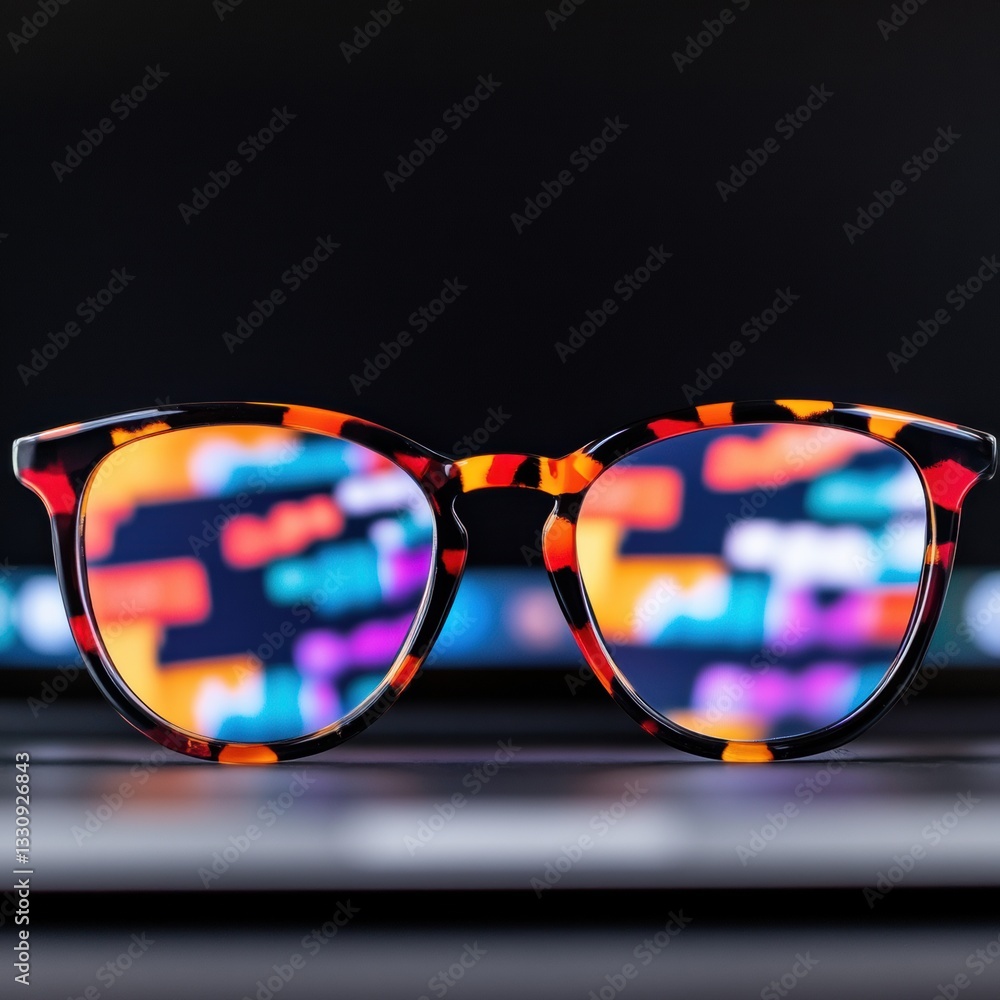 Poster chromatic vision vibrant tortoiseshell eyewear redefining digital perception with prismatic color tr