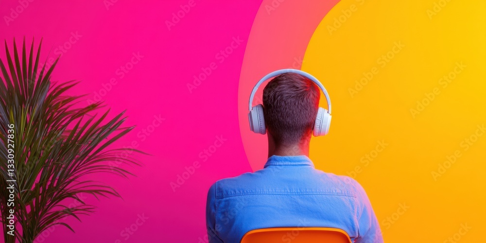 Poster vibrant digital minimalism gen z creatives immersive audio experience - modern workspace design with