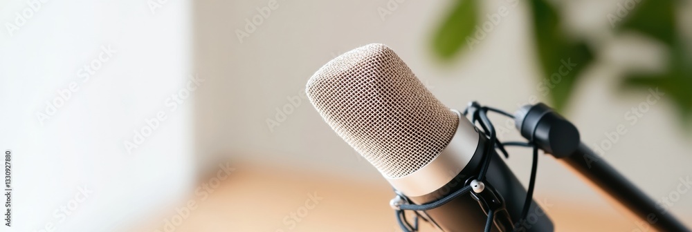 Aufkleber Modern Digital Creators Studio Sleek Condenser Microphone on Minimalist Workspace with Ergonomic Design - Professional Audio Content Production Solutions